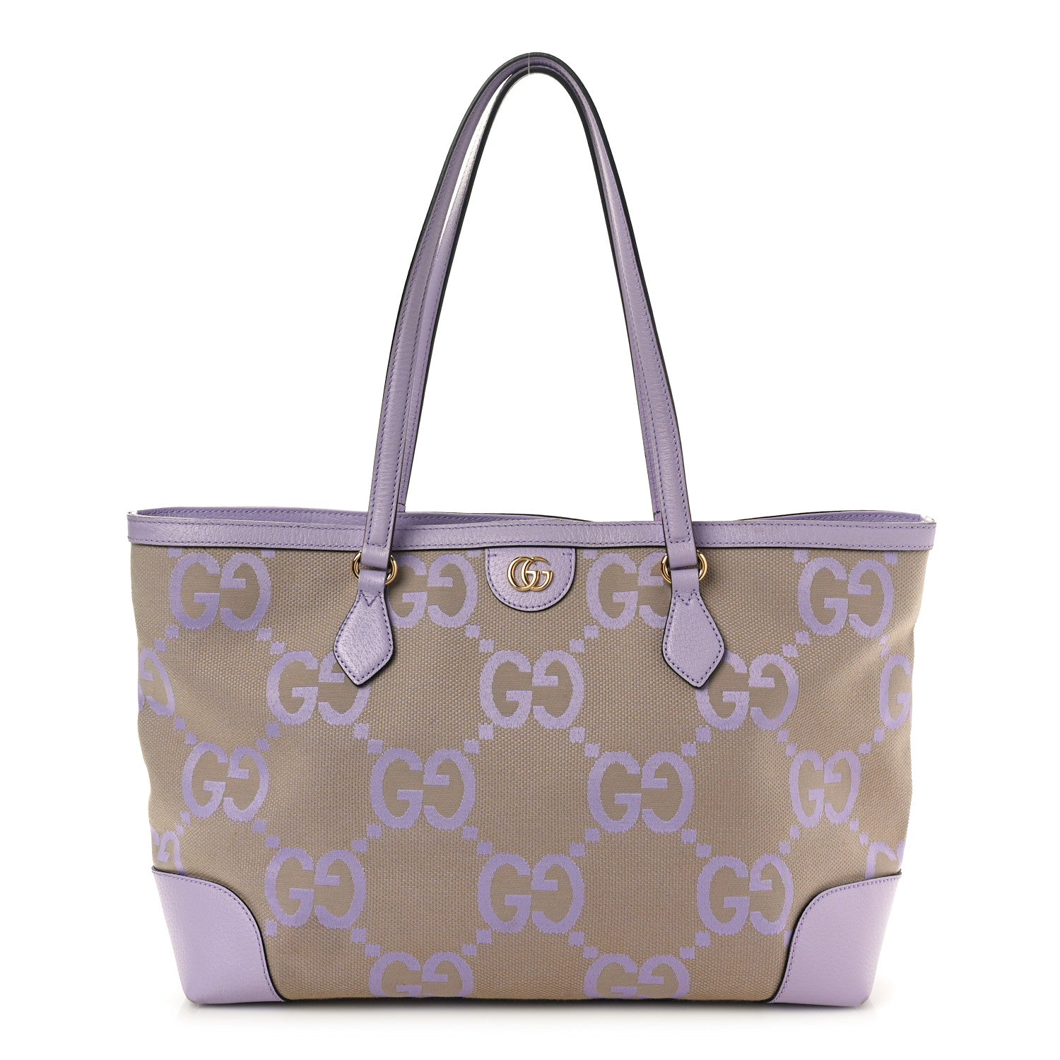 Gucci Monogram Jumbo GG Textured Dollar Calfskin Medium Ophidia Shopping Tote Beige Lapis 1 of 11