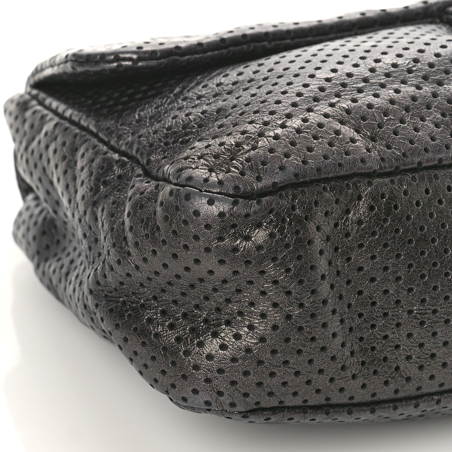 Chanel Metallic Crackled Calfskin Large Perforated Drill Flap Black 8 of 8