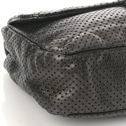 Chanel Metallic Crackled Calfskin Large Perforated Drill Flap Black 8 of 8