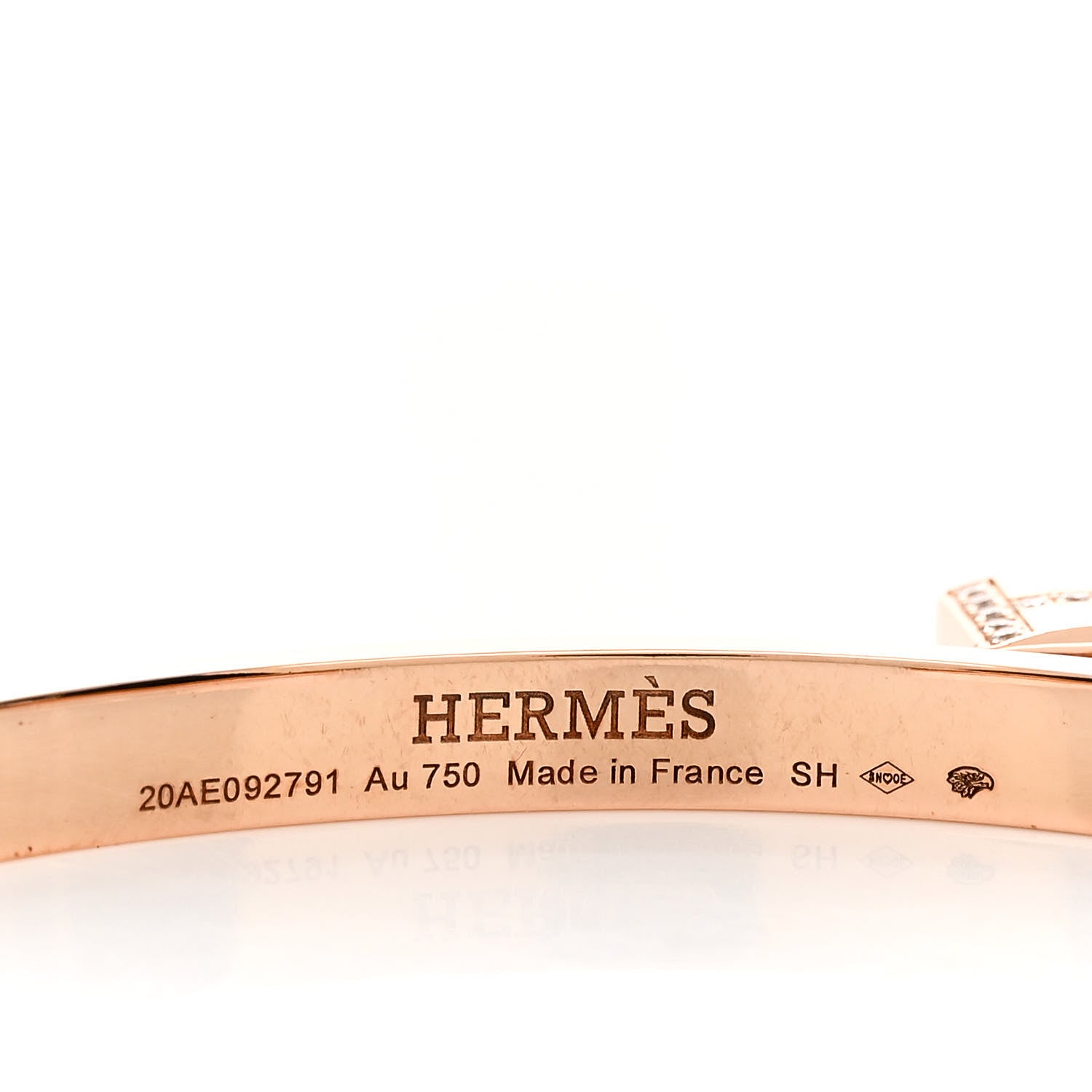 Hermes 18K Rose Gold Diamond Pave Kelly Clochette Cuff Bracelet SH 3 of 4