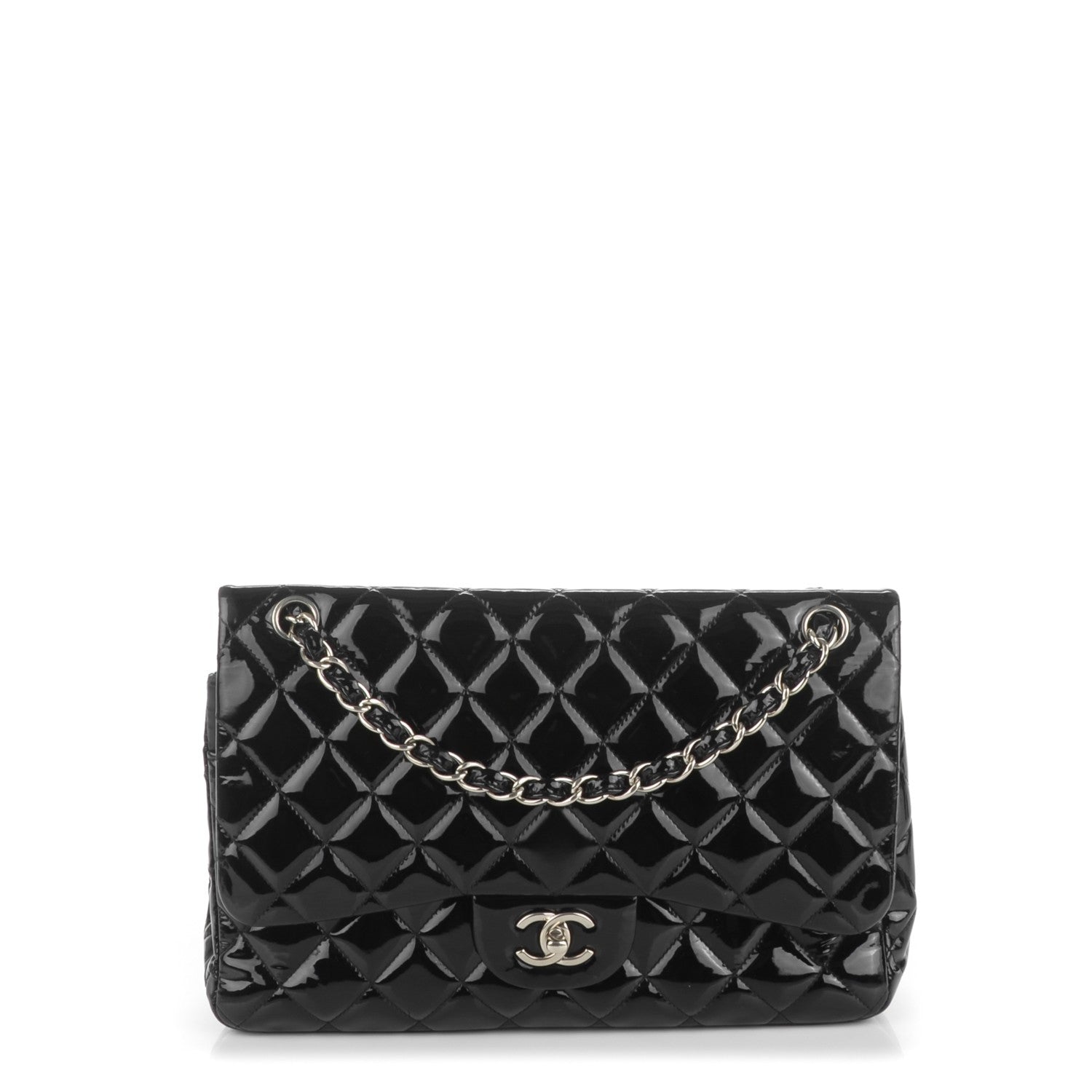 Chanel Patent Quilted Jumbo Double Flap Black 1 of 7