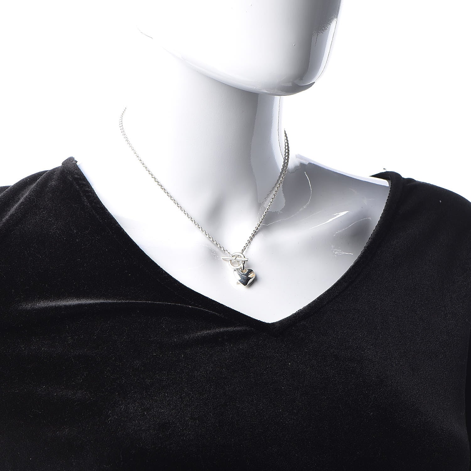 Hermes Sterling Silver 18K Yellow Gold Stabbed Heart Pendant Necklace 2 of 6