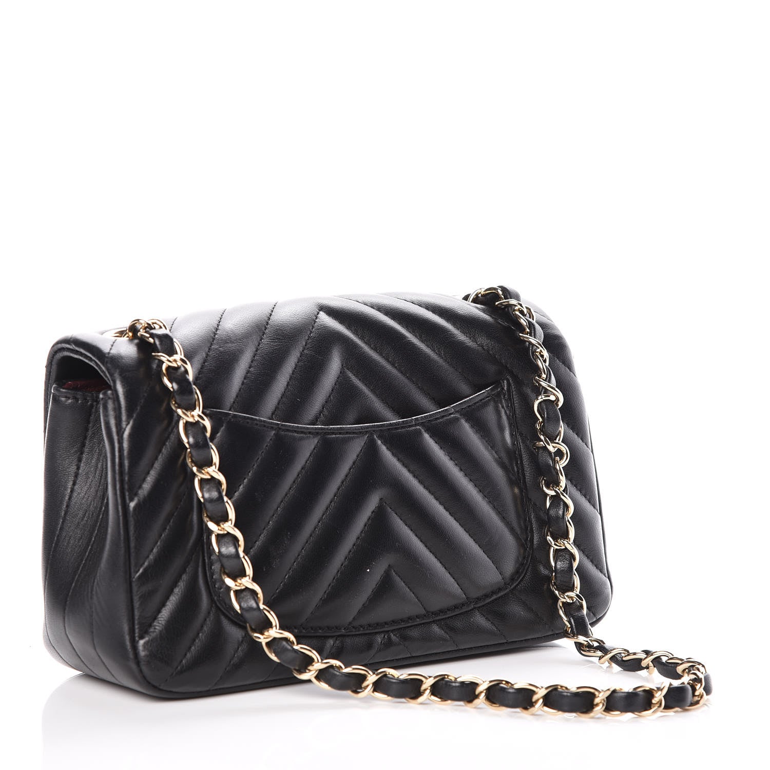 Chanel Lambskin Chevron Quilted Mini Rectangular Flap Black 3 of 9