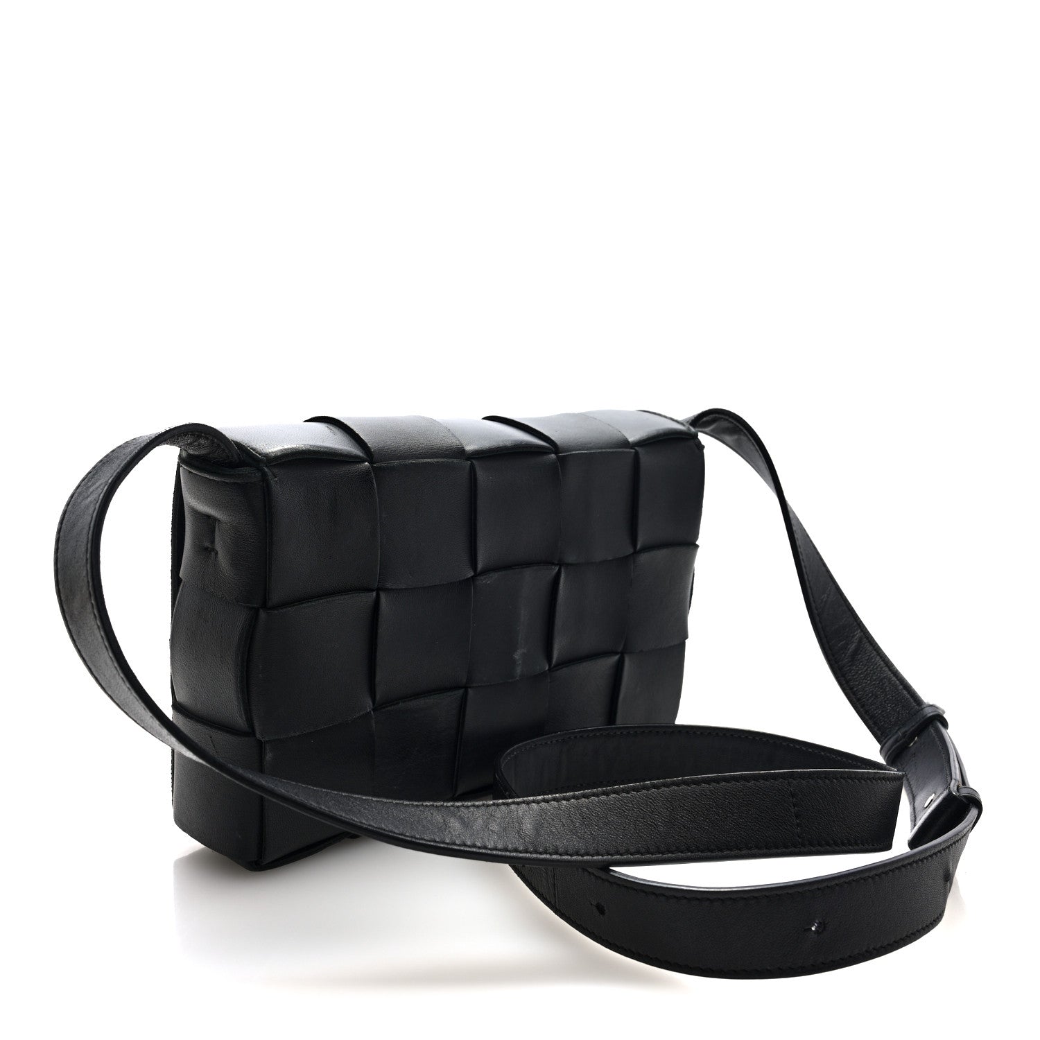 Bottega Veneta Lambskin Maxi Intrecciato Cassette Crossbody Bag Black 3 of 10
