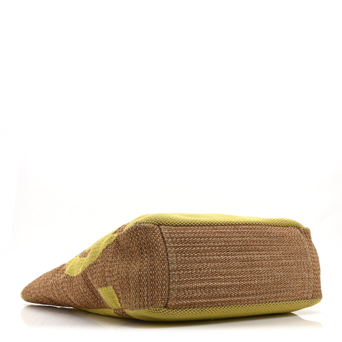 Mixed Fibers Large Shopping Bag Yellow Brown