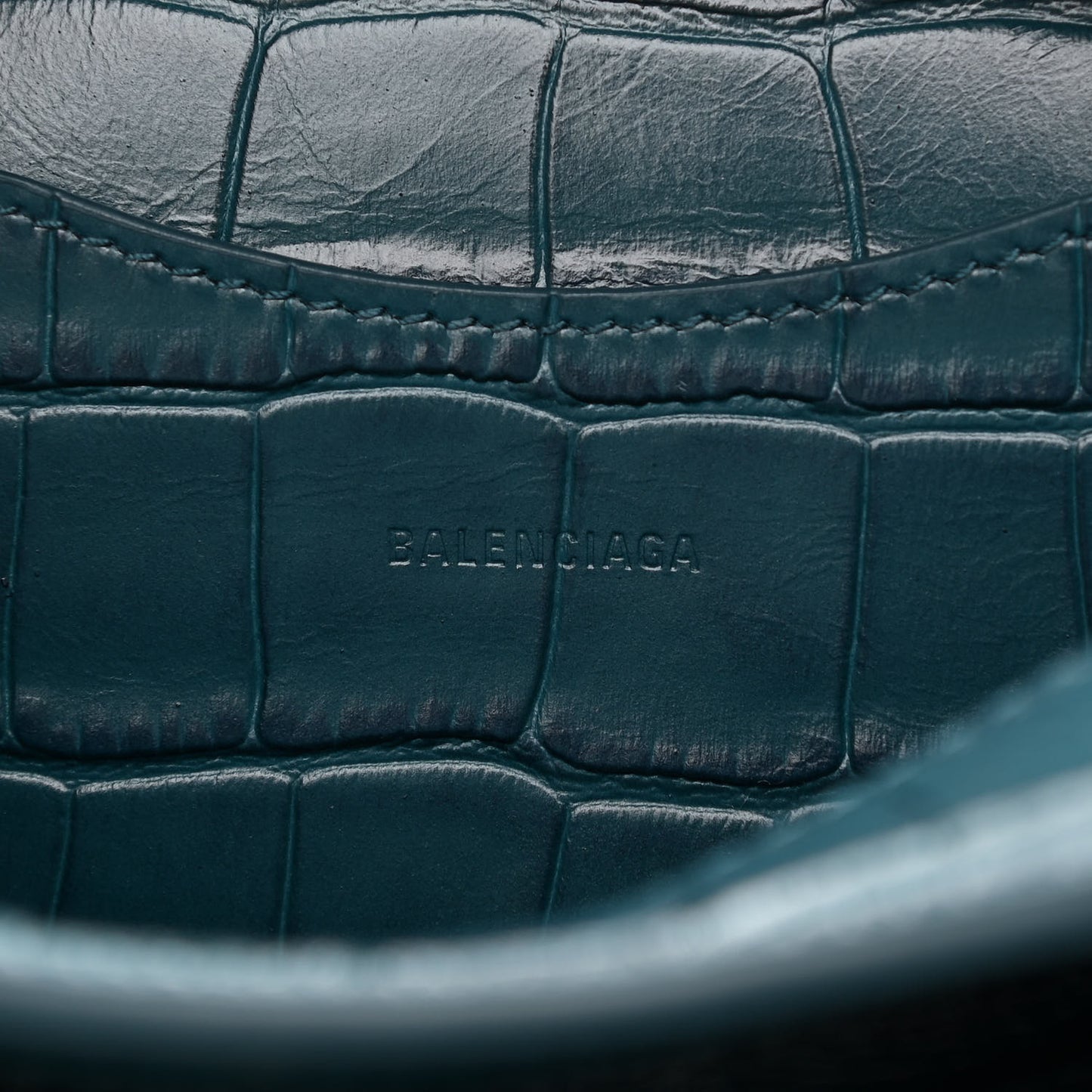 Calfskin Crocodile Embossed Neo Classic Silver Hardware Mini City Dark Petrol Blue