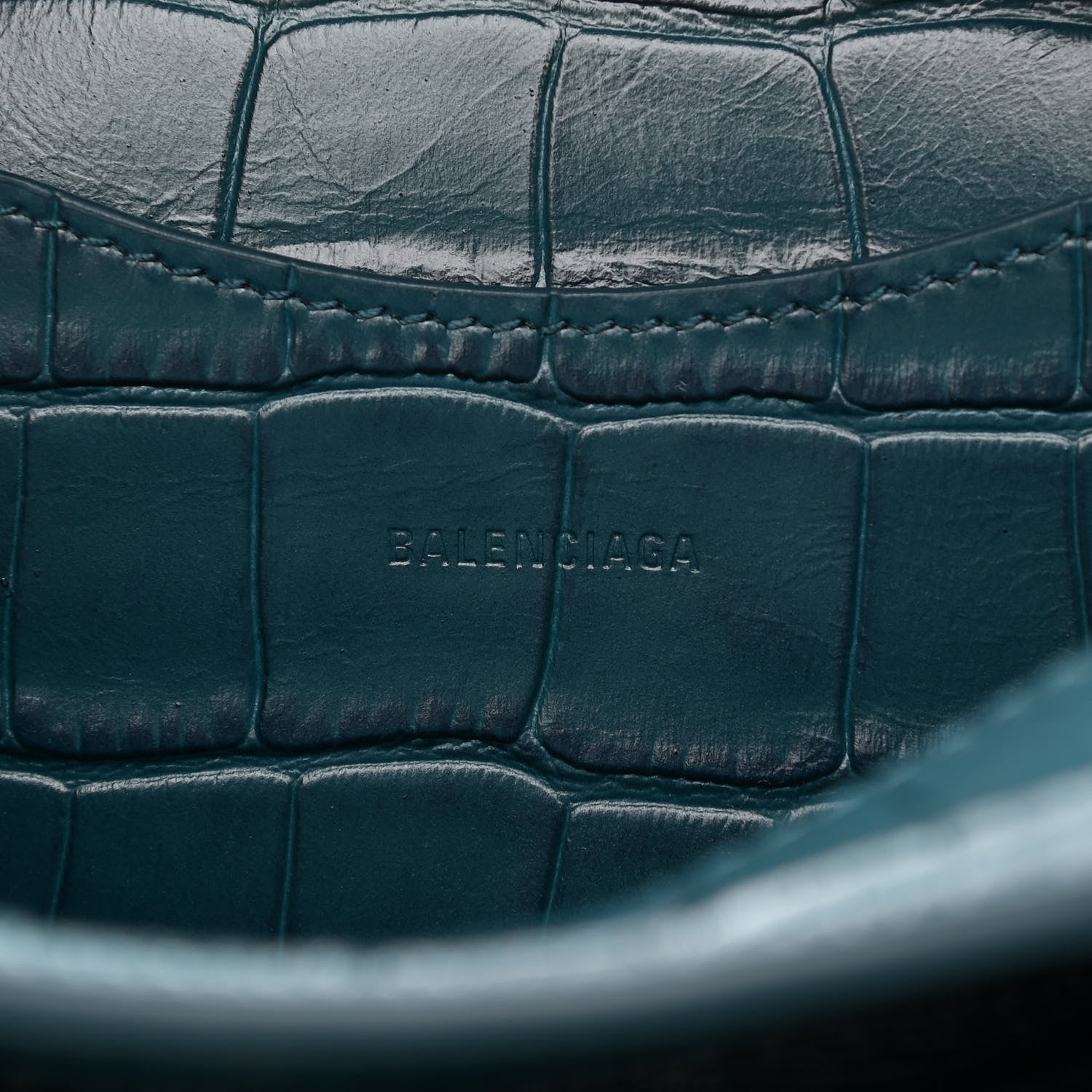 Balenciaga Calfskin Crocodile Embossed Neo Classic Silver Hardware Mini City Dark Petrol Blue 6 of 9