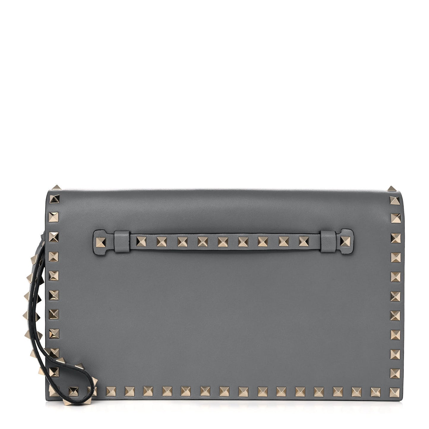 Nappa Rockstud Wristlet Clutch Light Stone