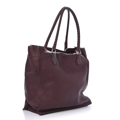 Fendi Calfskin Romano Selleria Pocket Tote Bordeaux 3 of 9