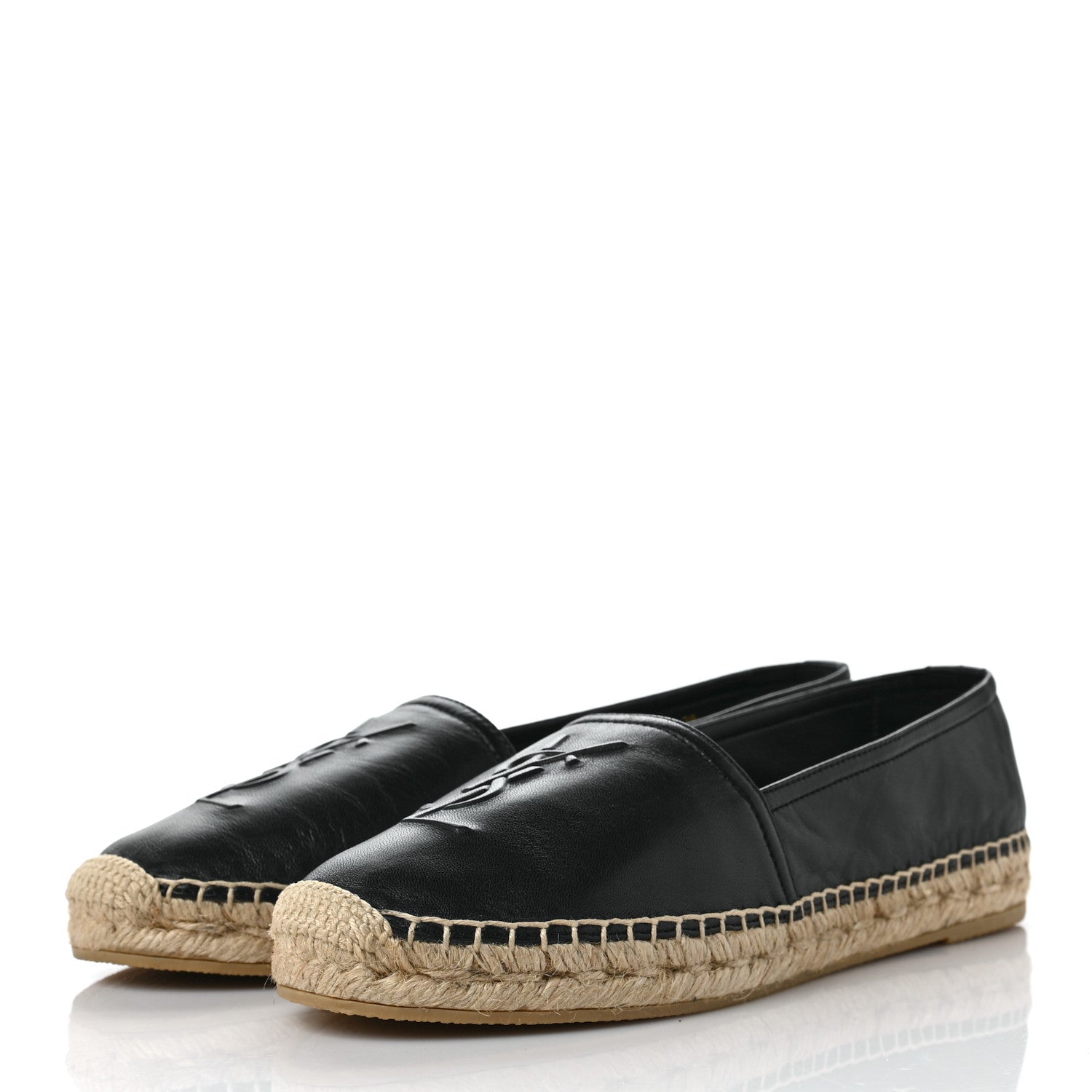 Saint Laurent Lambskin Monogram Espadrilles 38 Black 3 of 8