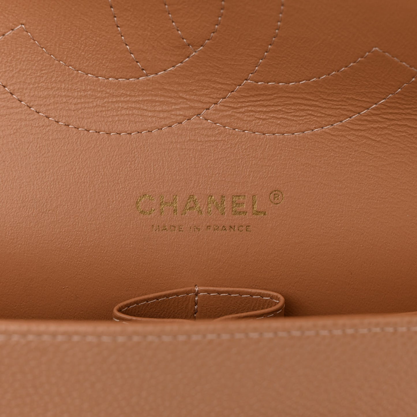 Caviar Quilted Jumbo Double Flap Beige