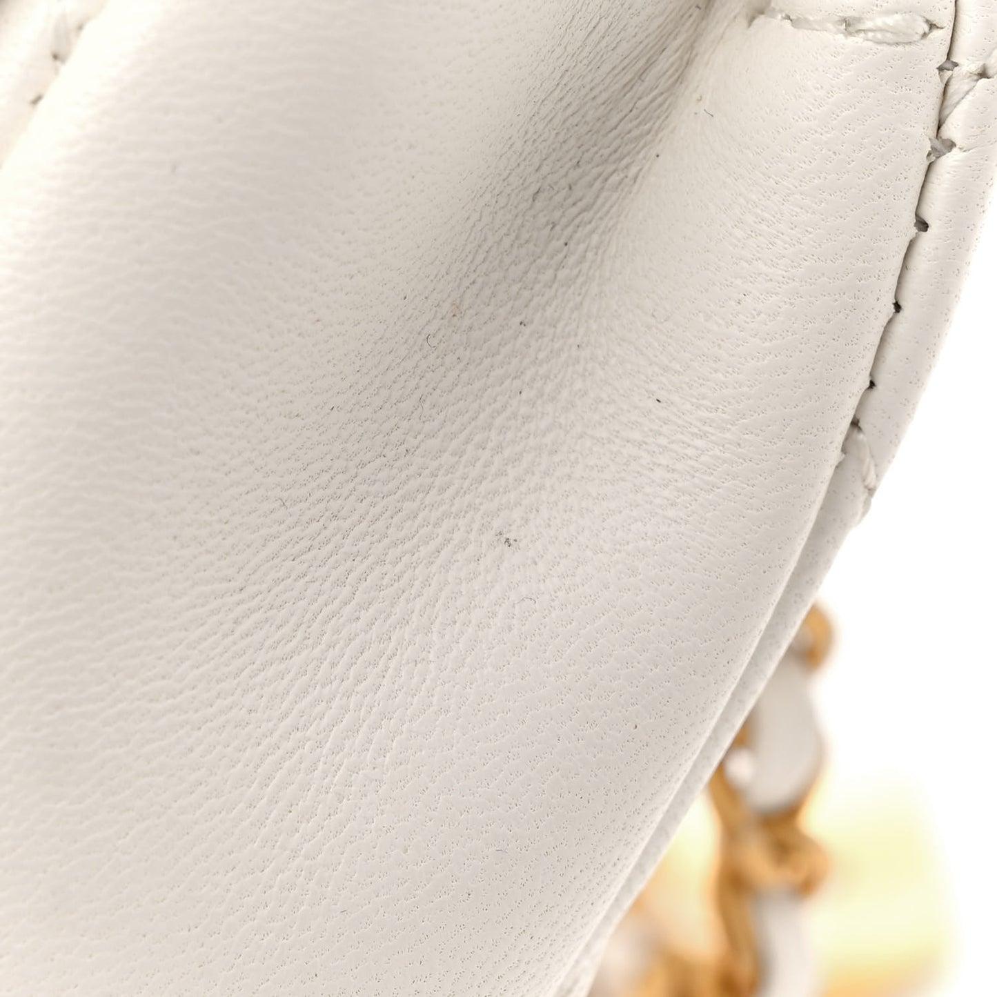 Lambskin Quilted Mini Heart Charms Flap White