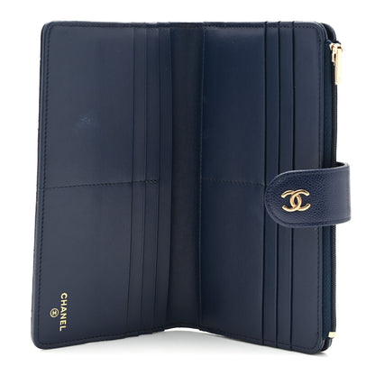 Chanel Shiny Caviar Quilted Vertical Long Zip French Wallet Wallet Navy 5 of 8