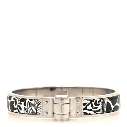 Hermes Enamel Printed Charniere Tendresse Feline Tattoo Hinged Bracelet M Positif Negatif 1 of 4