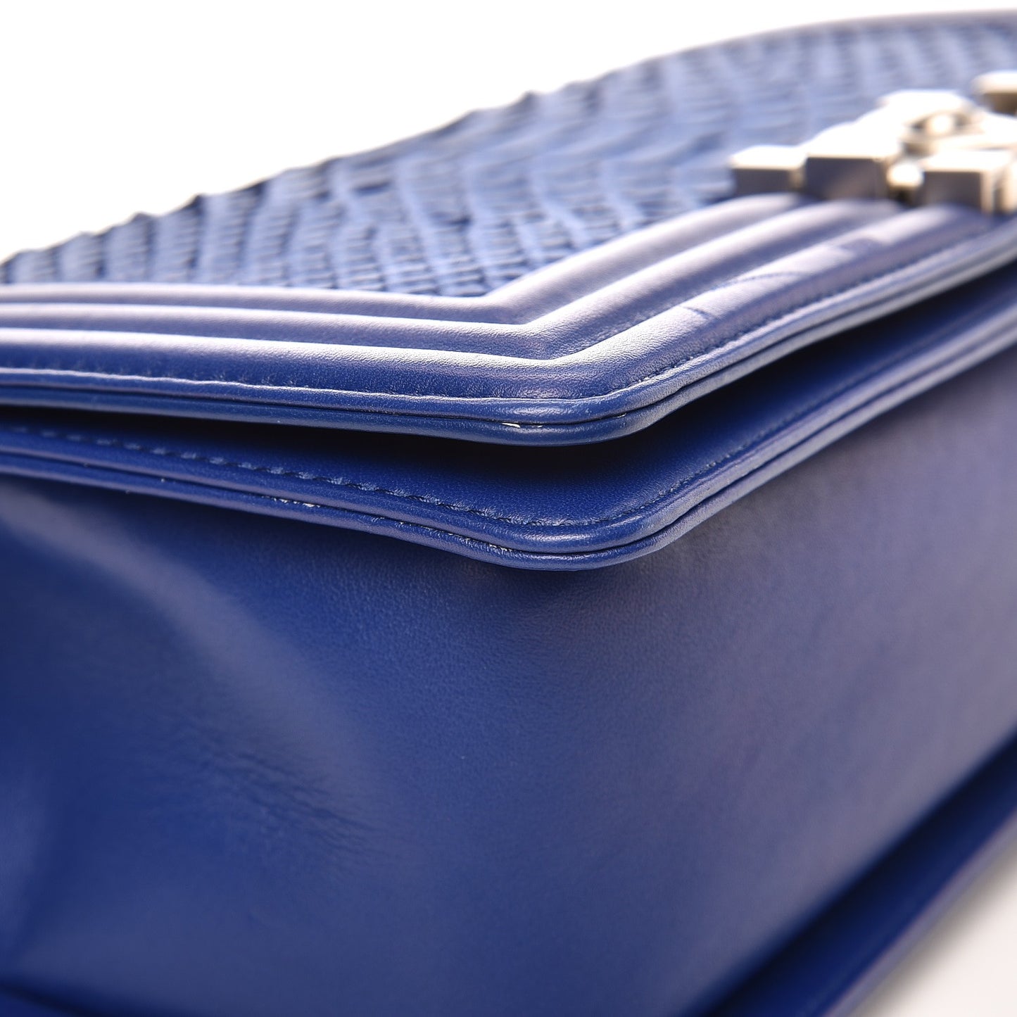 Matte Python Medium Boy Flap Blue