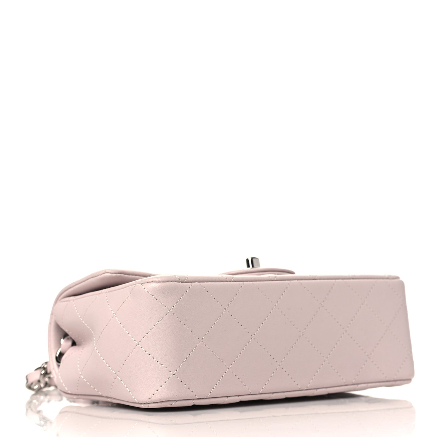 Lambskin Quilted Mini Rectangular Flap Light Purple