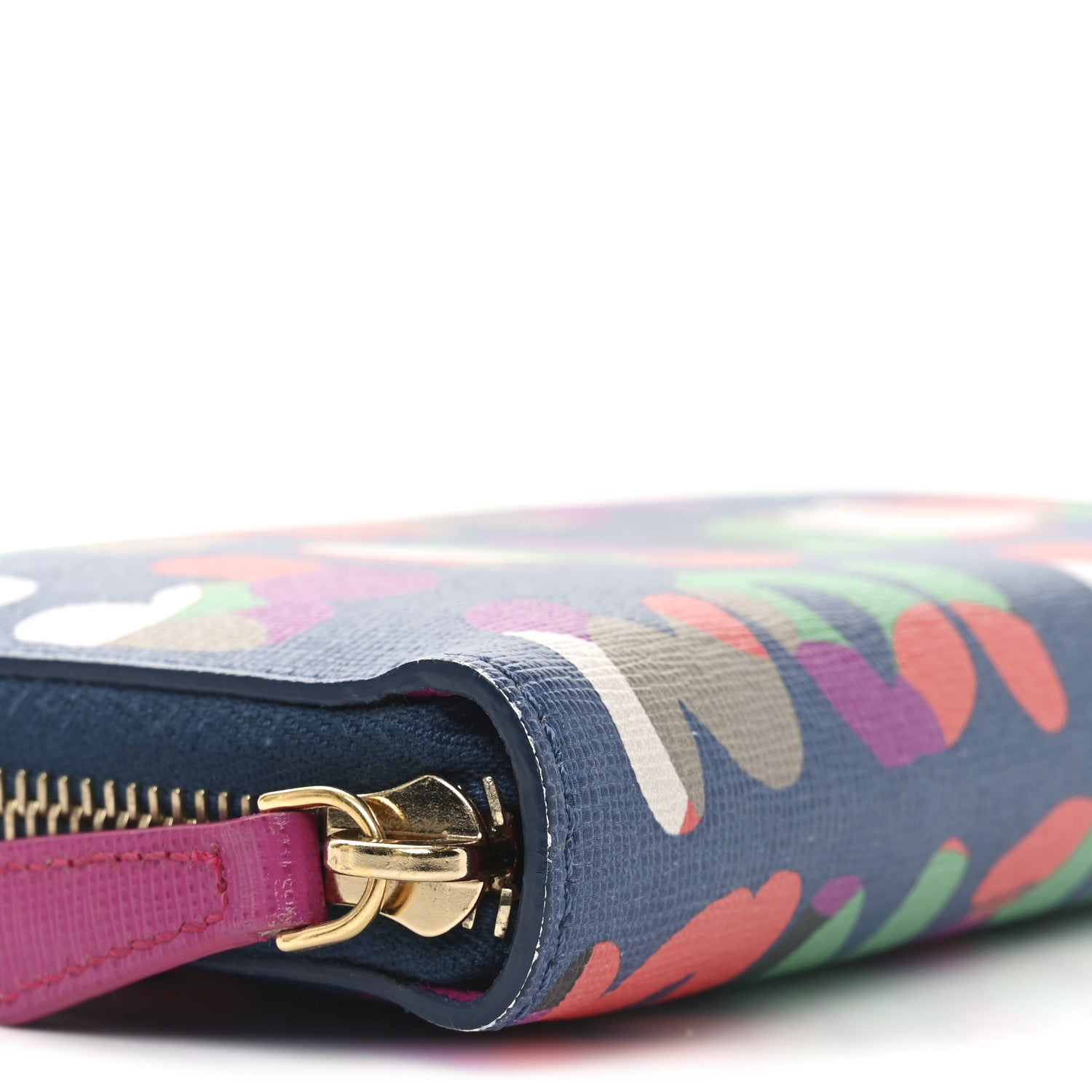 Fendi Vitello Elite Fendi Roma Simply Zip Around Wallet Cobalt Multicolor 7 of 9