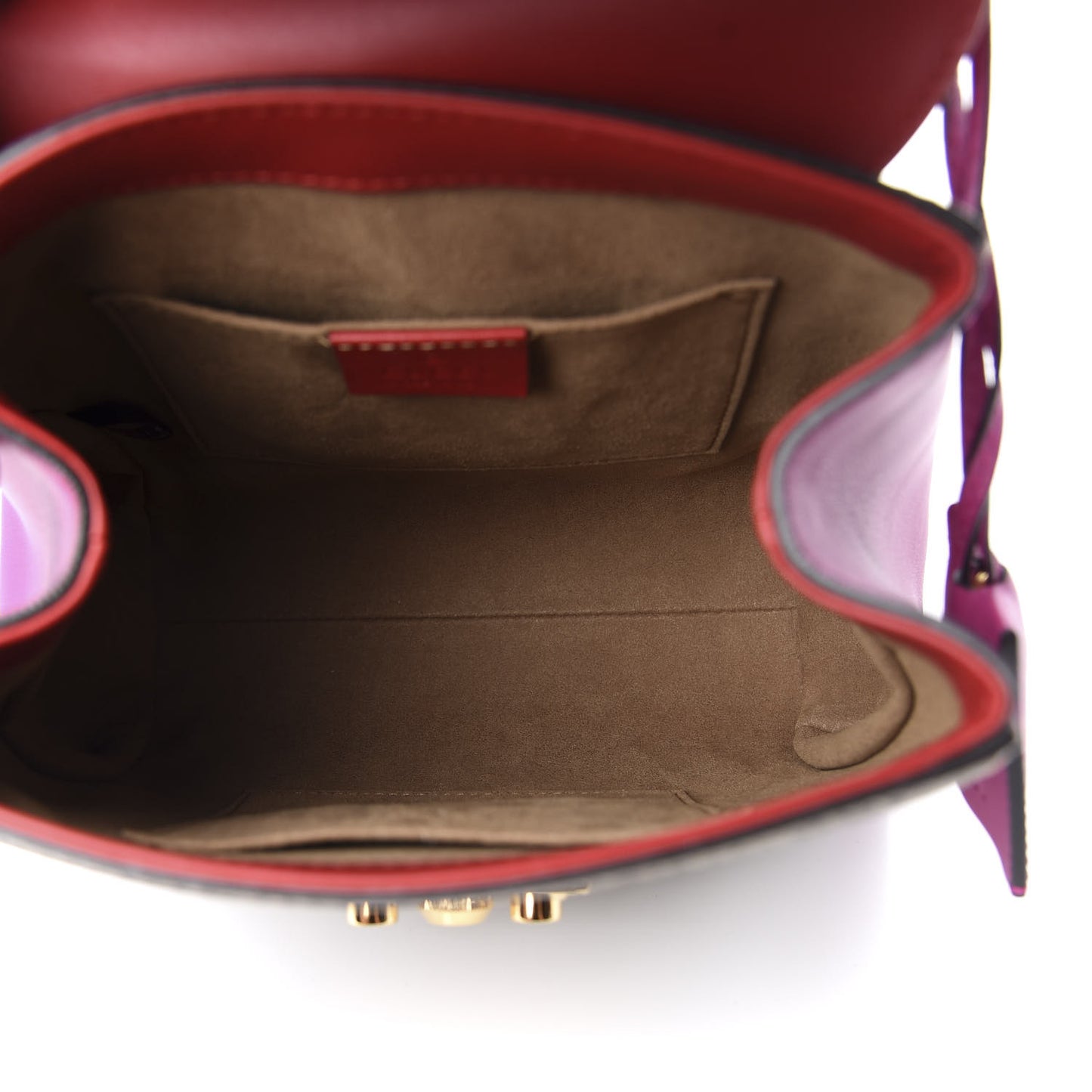 GG Supreme Monogram Calfskin Padlock Backpack Beige Hibiscus Red New Rosette