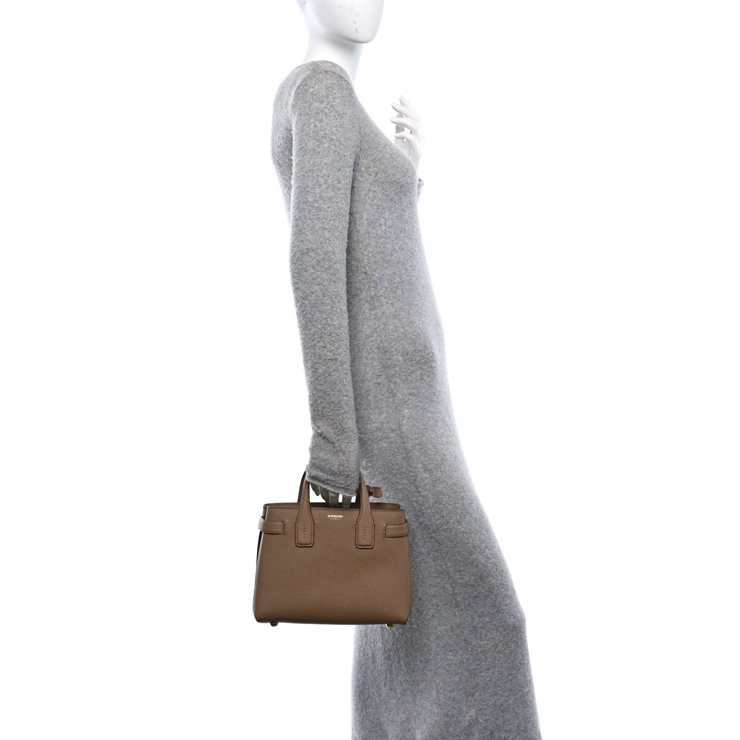 Grainy Calfskin House Check Small Banner Tote Tan