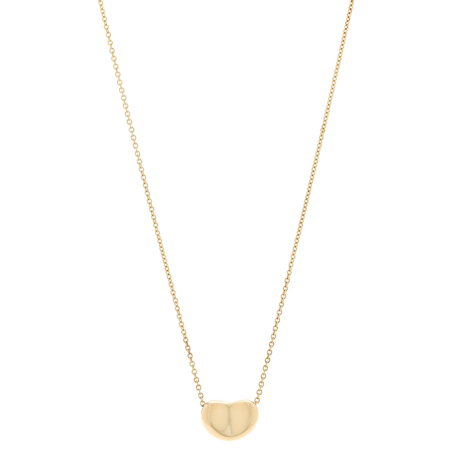 Tiffany 18K Yellow Gold 11mm Elsa Peretti Bean Pendant Necklace 1 of 4