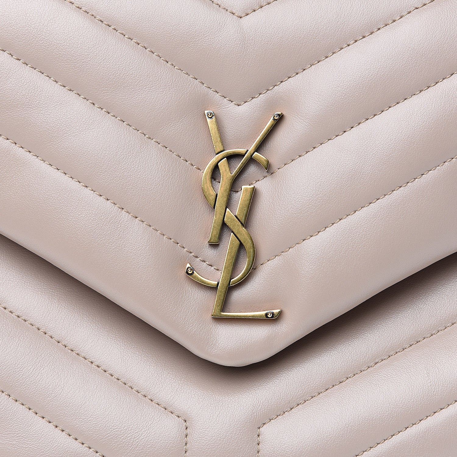 Saint Laurent Calfskin Y Quilted Monogram Medium Loulou Chain Satchel Light Natural 7 of 11