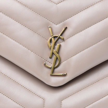 Saint Laurent Calfskin Y Quilted Monogram Medium Loulou Chain Satchel Light Natural 7 of 11