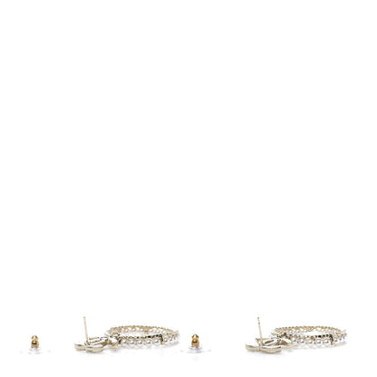 Chanel Crystal Pearl Charms CC Drop Earrings Gold 3 of 5