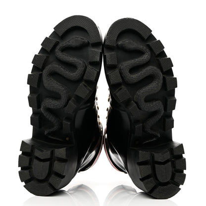 Gucci Calfskin Womens Sylvie Web Lace Up Combat Boots 40 Black 5 of 7