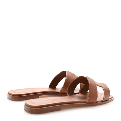 Hermes Box Calfskin Oran Sandals 39 Gold 5 of 9