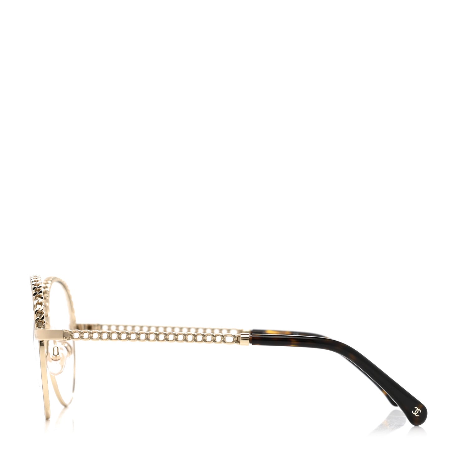 Metal Round Removable Pearl Chain Eyeglasses 2184 Gold