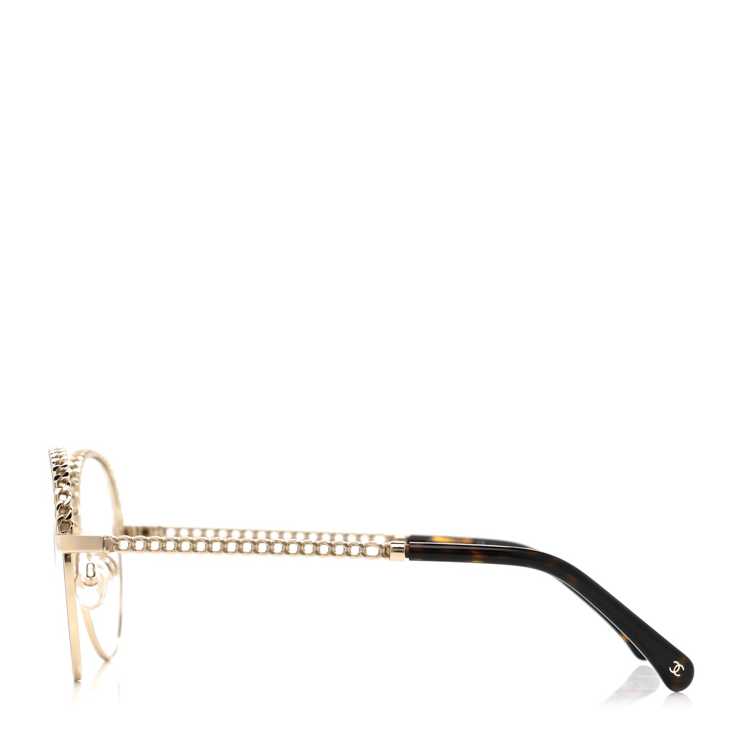 Chanel Metal Round Removable Pearl Chain Eyeglasses 2184 Gold 4 of 7