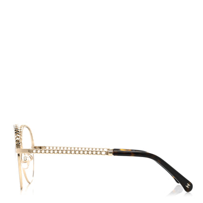 Chanel Metal Round Removable Pearl Chain Eyeglasses 2184 Gold 4 of 7