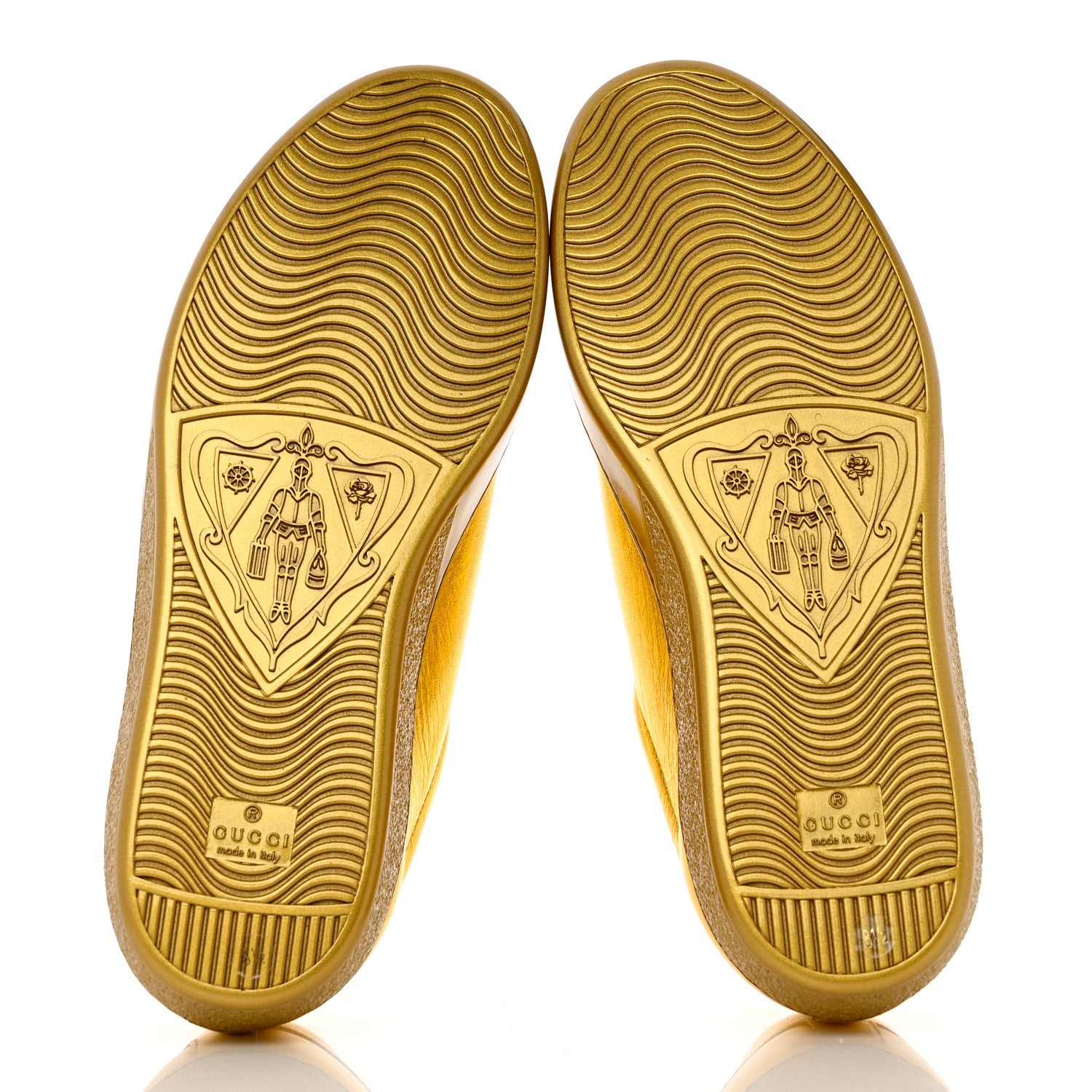 Gucci Metallic Nappa Interlocking G Perforated Mens Ace Sneakers 8.5 Oro Vecchio 5 of 10