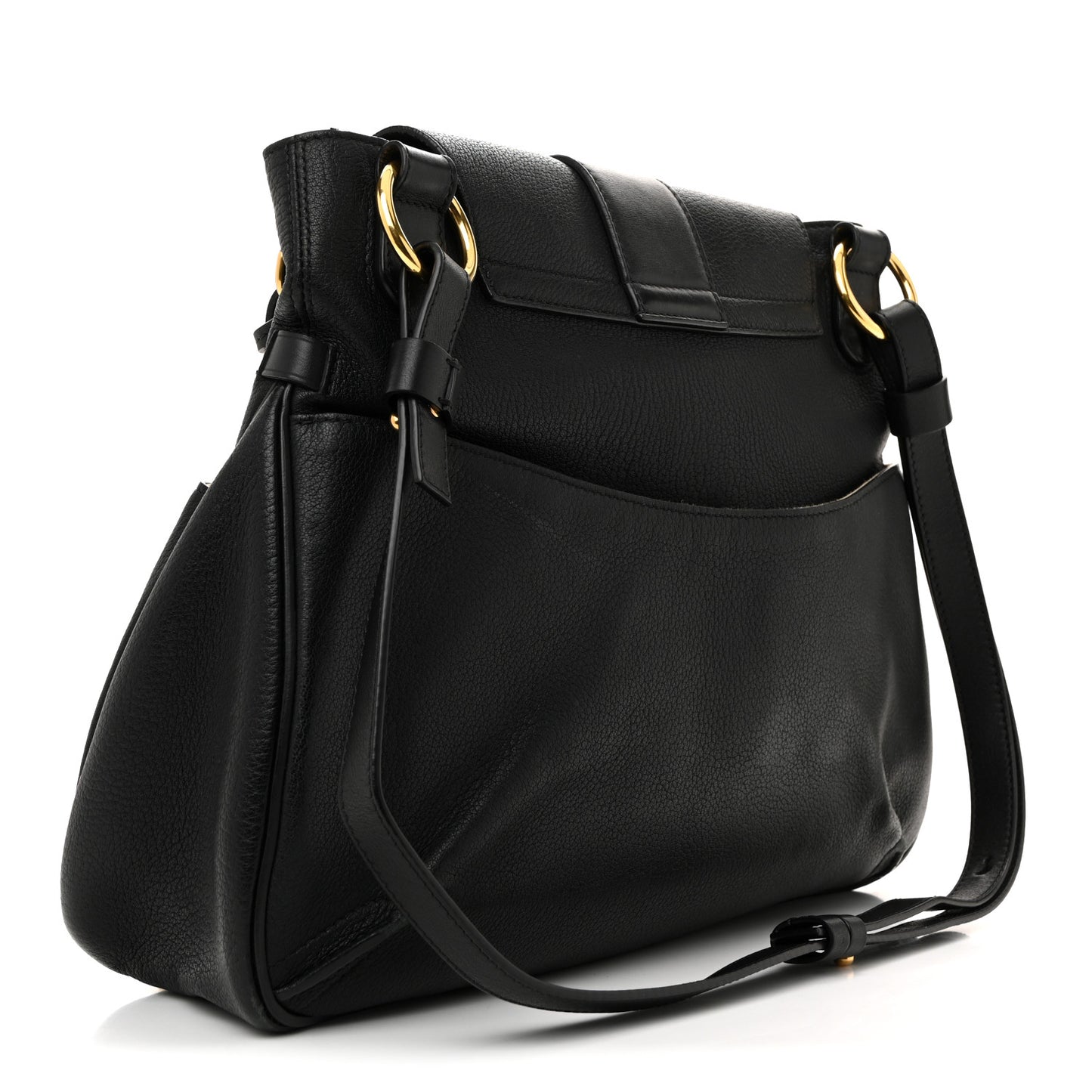Grained Lambskin Calfskin Medium Lexa Shoulder Bag Black