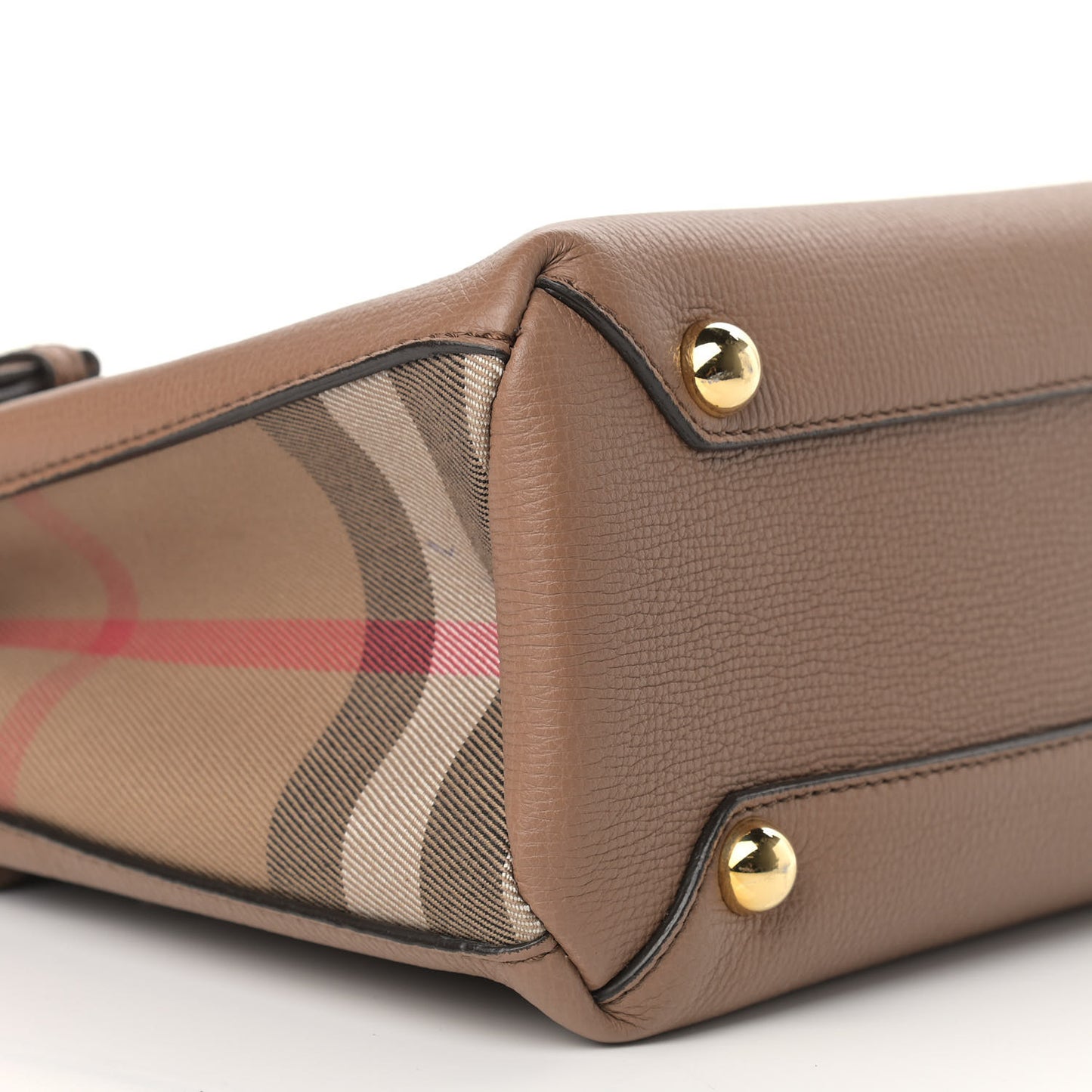 Grainy Calfskin House Check Small Banner Tote Tan