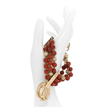 Chanel Metal Marble CC Multi Strand Bracelet Golden Red 2 of 6