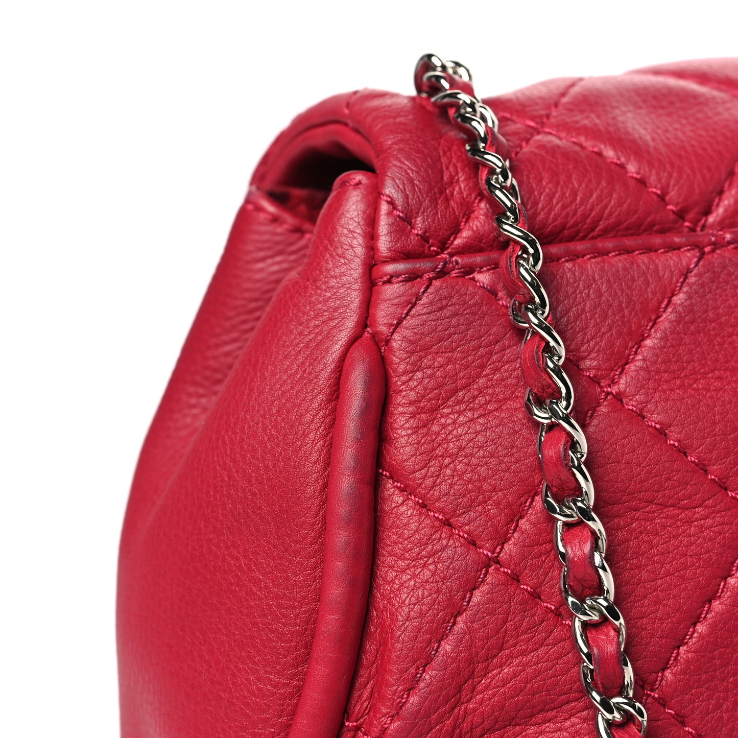 Calfskin Quilted CC Curvy Flap Red