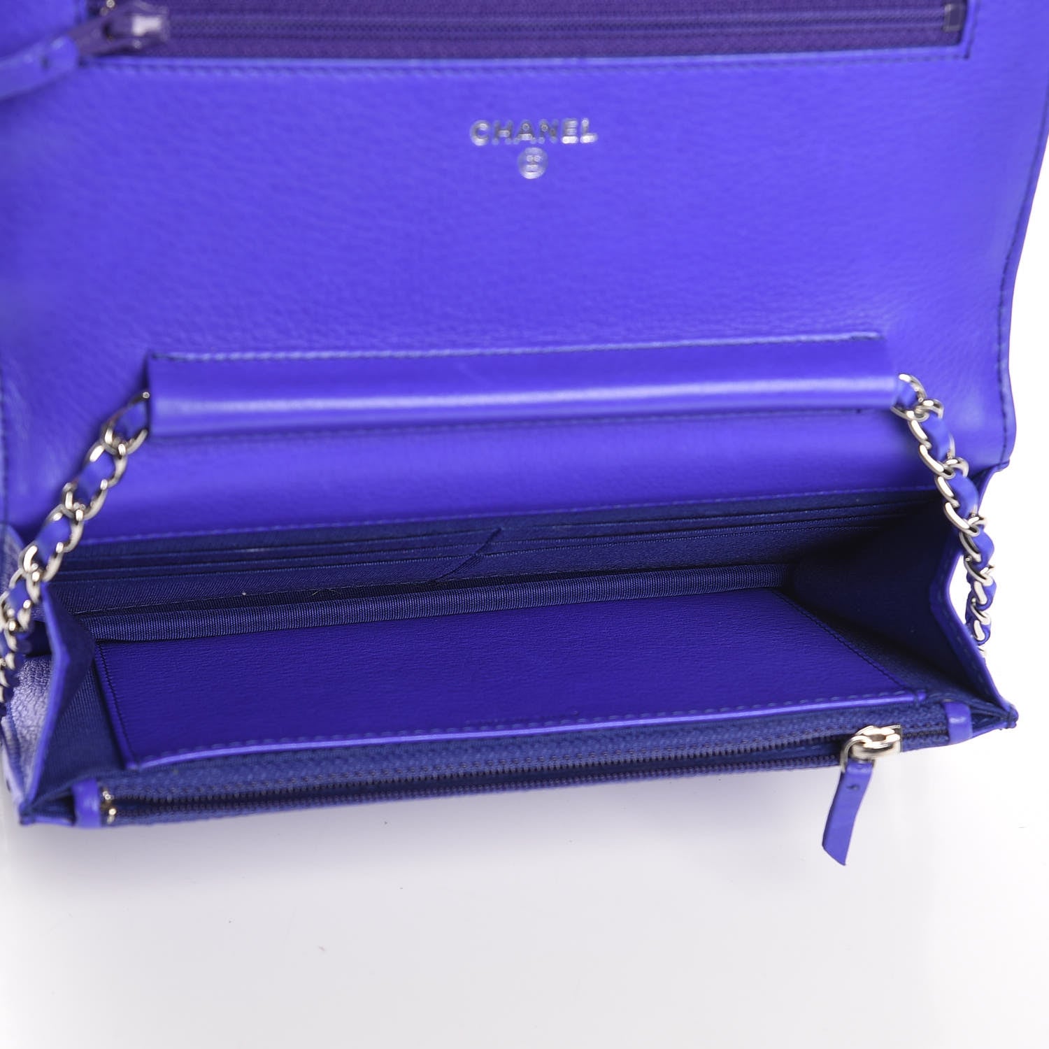Chanel Calfskin Quilted Fancy CC Wallet On Chain WOC Blue 5 of 9