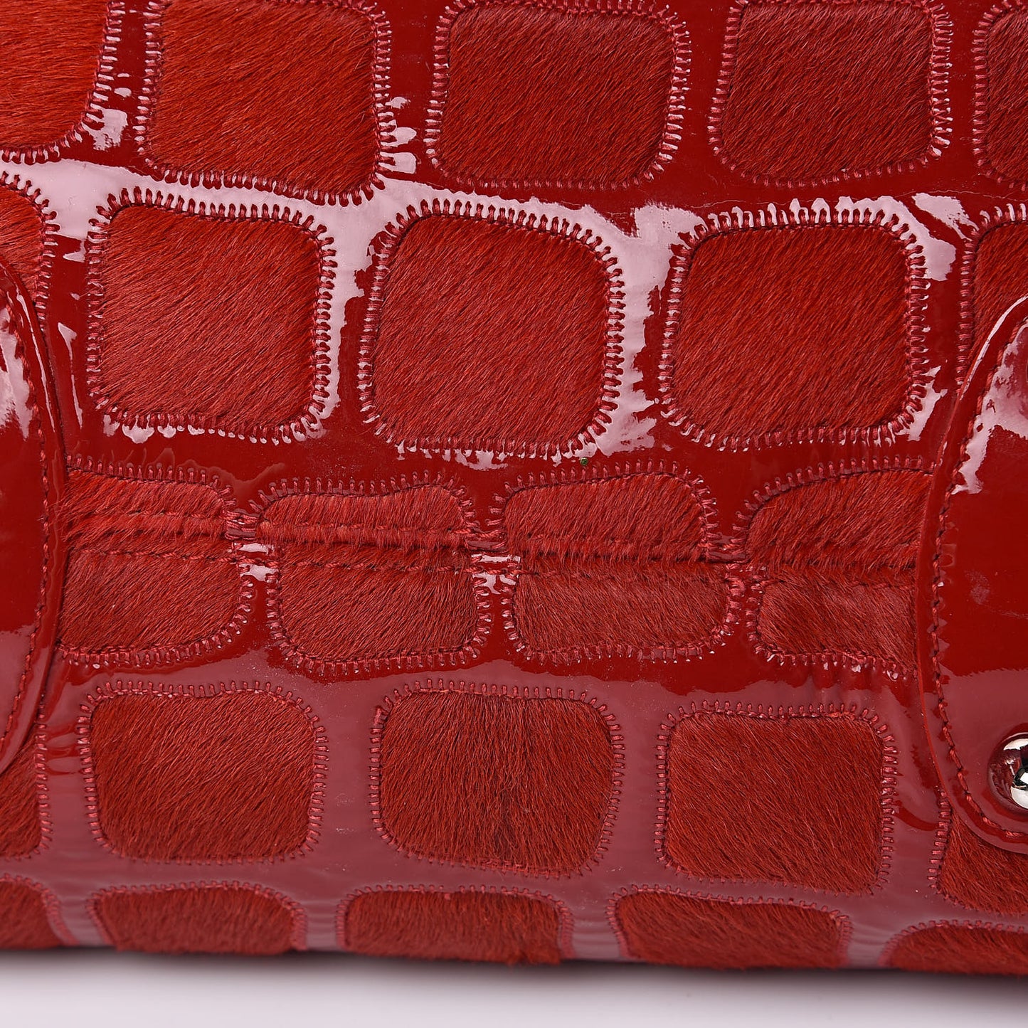 Pony Hair Patent 61 Tote Red