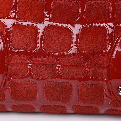Christian Dior Pony Hair Patent 61 Tote Red 8 of 11