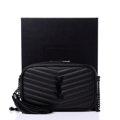 Saint Laurent Grain De Poudre Matelasse Monogram Mini Lou Camera Bag Black 11 of 11