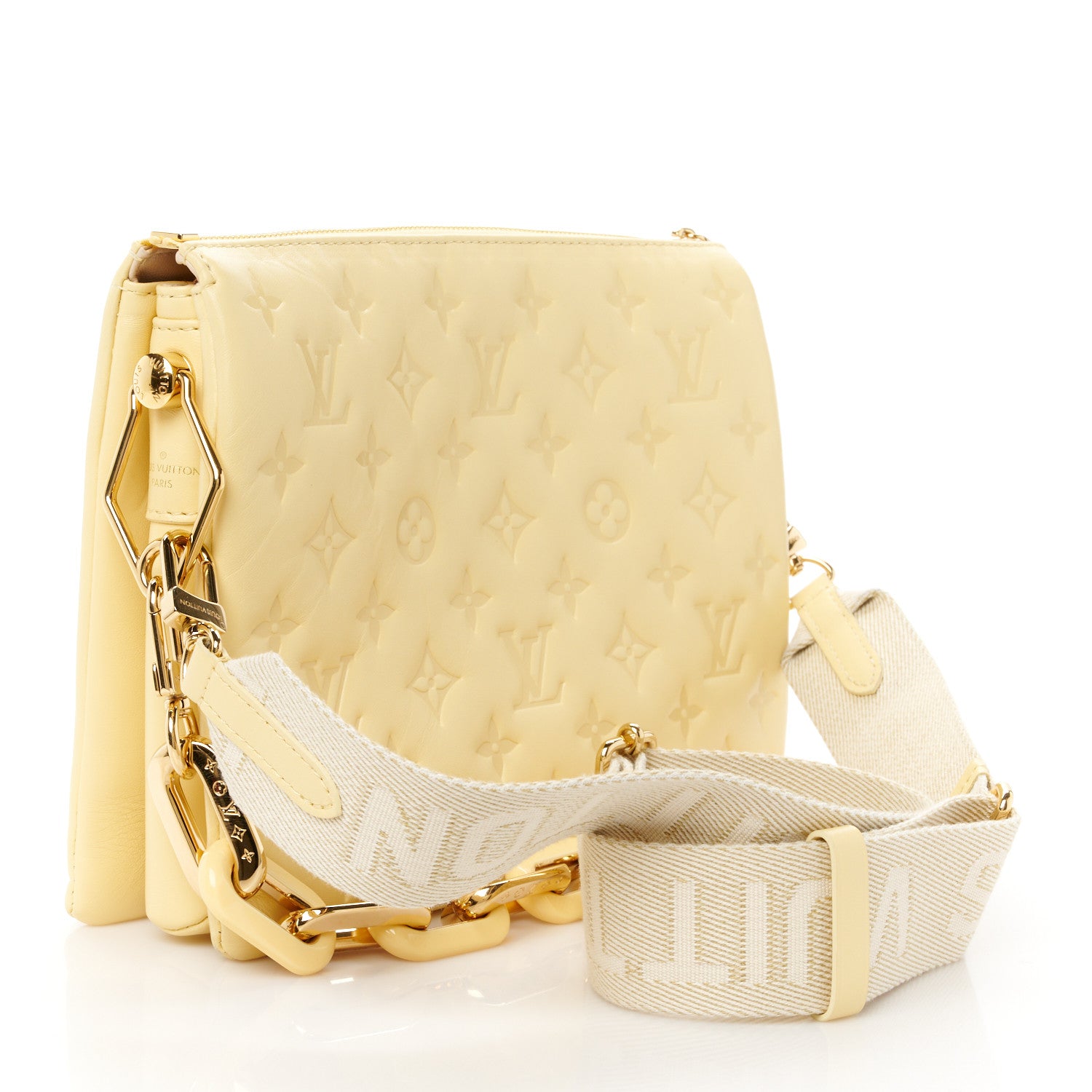 Louis Vuitton Lambskin Embossed Monogram Coussin PM Yellow 3 of 12