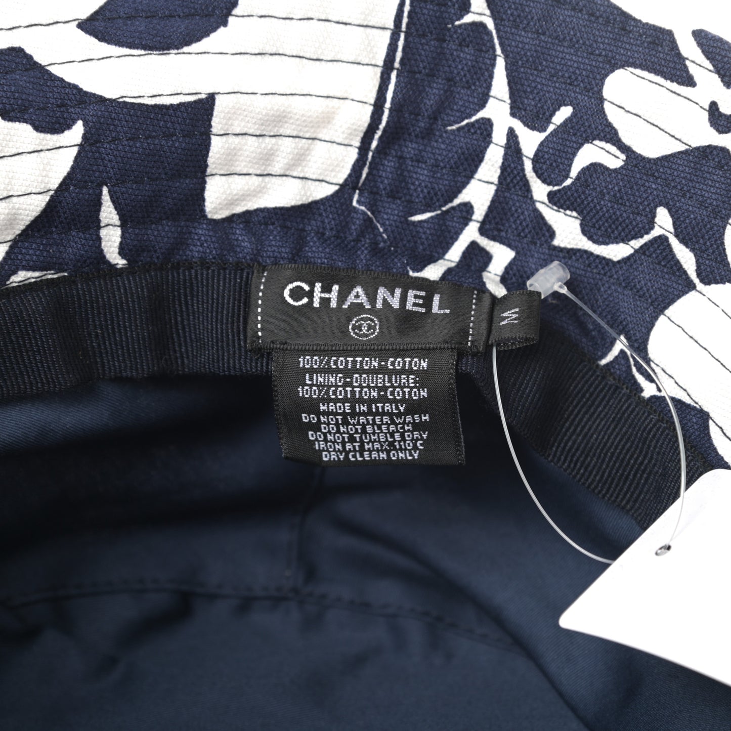 Cotton Canvas Bucket Hat M Navy Ivory