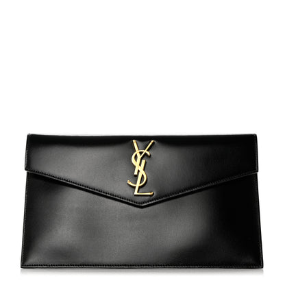 Saint Laurent Smooth Shiny Calfskin Monogram Uptown Pouch Black 1 of 7