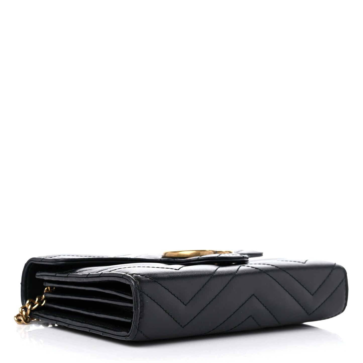 Calfskin Matelasse GG Marmont Chain Wallet Black