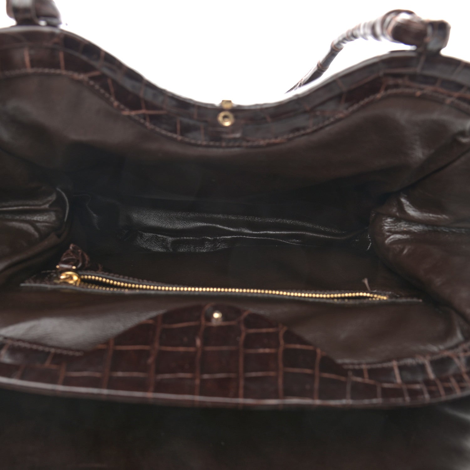 Bottega Veneta Crocodile Top Handle Bag Brown 6 of 14