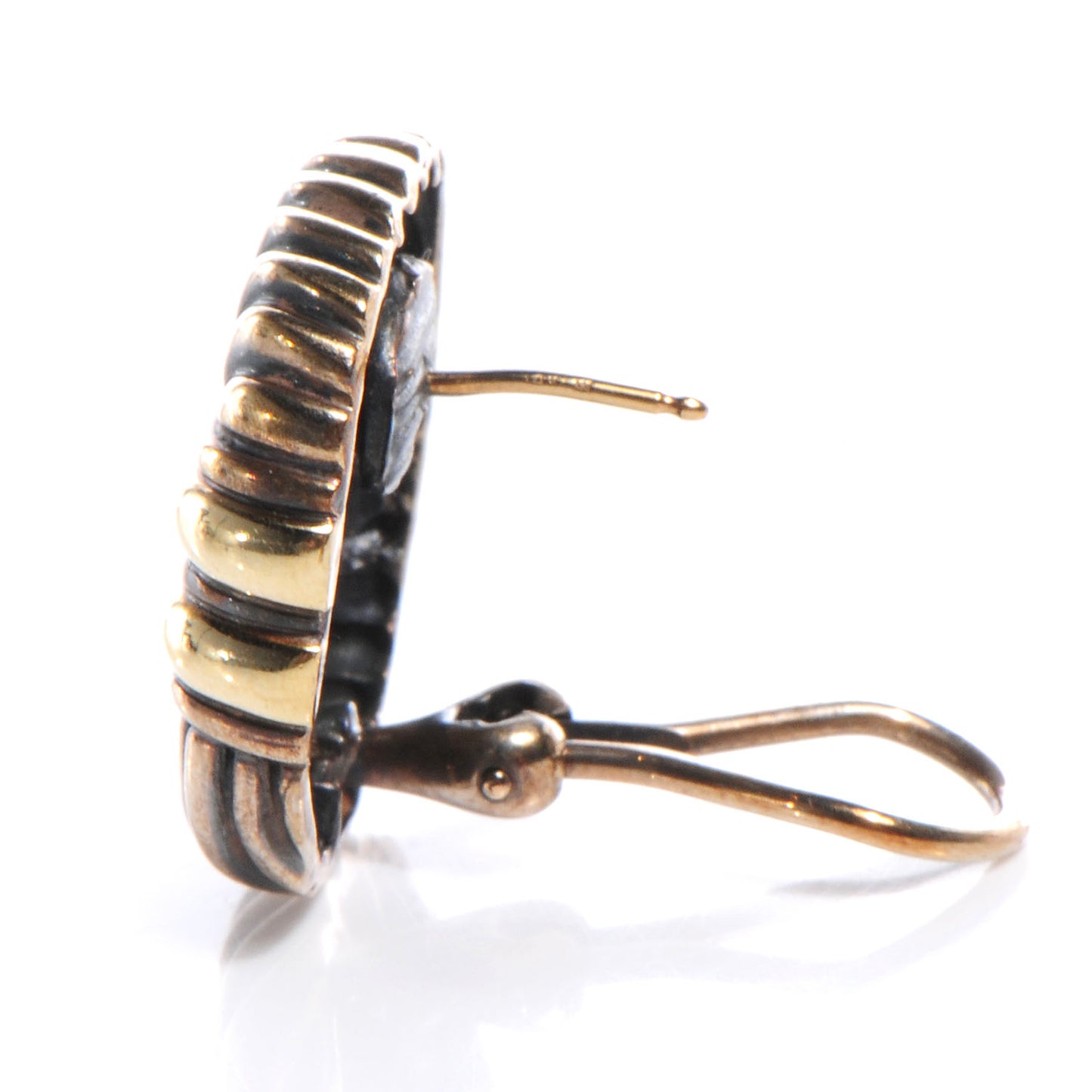 14k Yellow Gold and Sterling Silver Stud Earrings