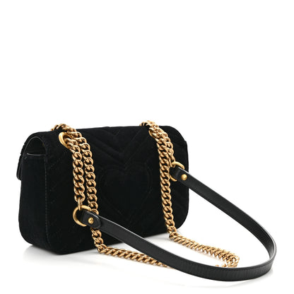 Gucci Velvet Matelasse Mini GG Marmont Shoulder Bag Black 3 of 11