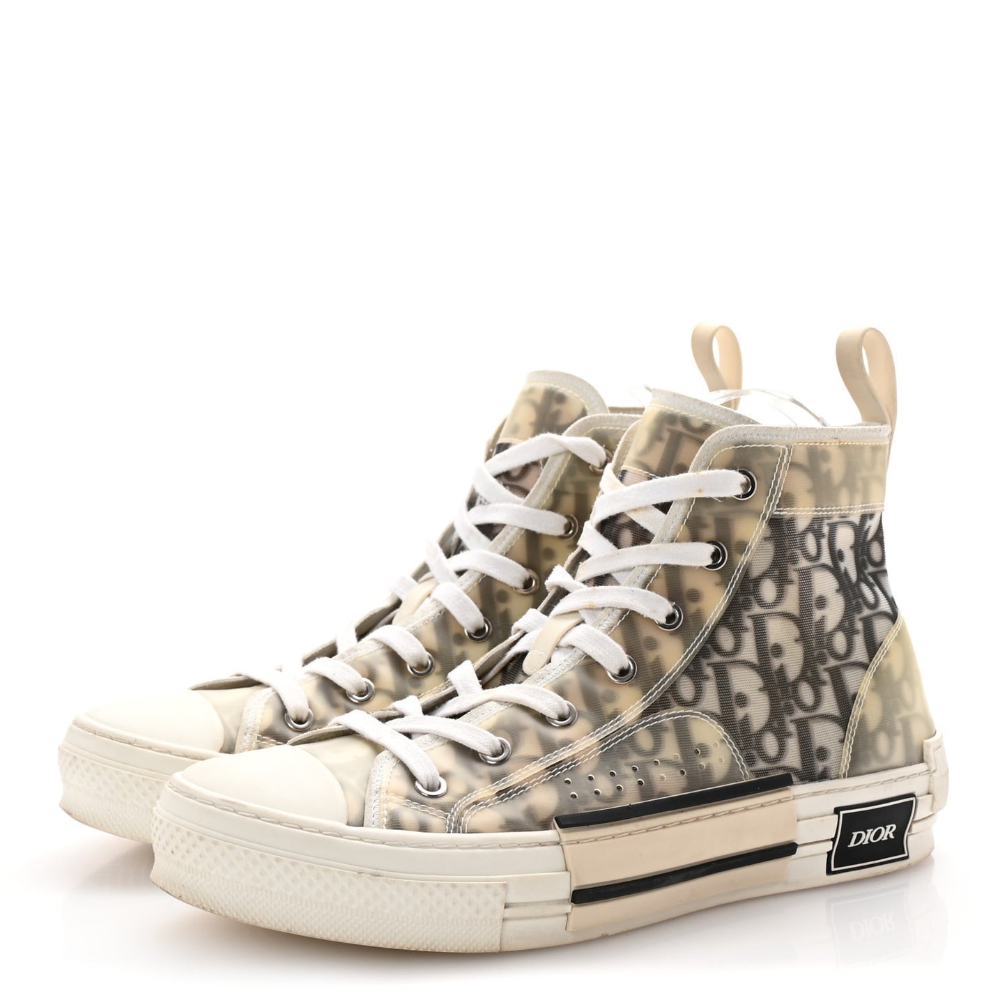 Technical Canvas Oblique B23 High Top Sneakers 40 White Black