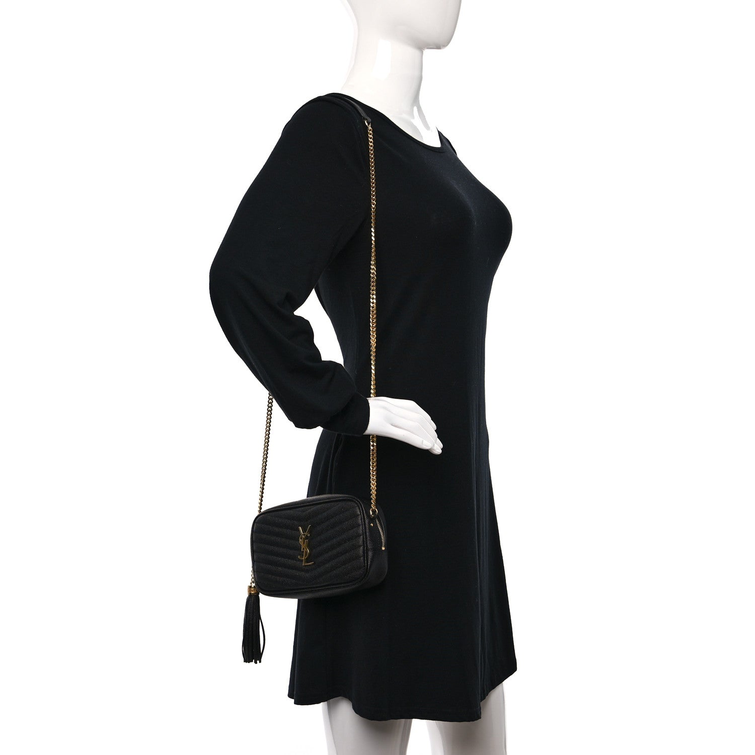 Saint Laurent Grain De Poudre Matelasse Monogram Mini Lou Camera Bag Black 2 of 11